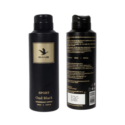 Gans Sport Oud Black Men Deodorant Spray 200 ML